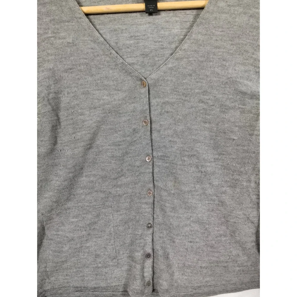 Eileen Fisher Cashmere Cardigan Petite S Gray Button Front Luxury Lagenlook‎